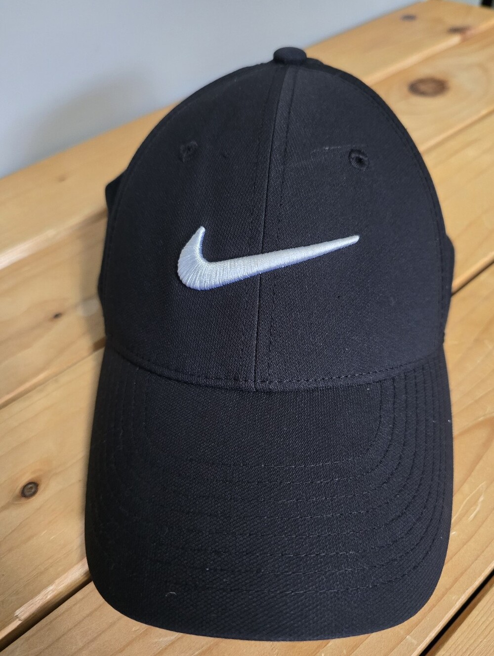 Nike Club Cap Black Cap with White Swoosh Size Small To Medium